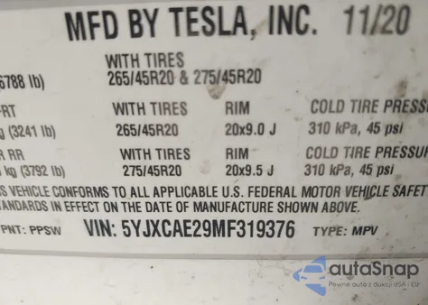 2021 Tesla Model X Long Range Dual Motor All-Wheel Drive/Long Range Plus Dual Motor All-Wheel Drive from USA, damaged, VIN 5YJXCAE29MF319376